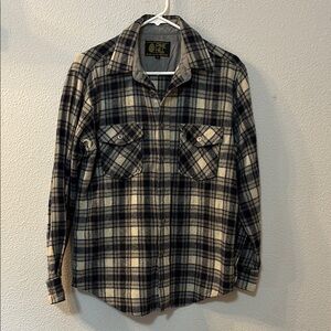 Pine Cone Hill Plaid Flannel Shirt - Black and Cream
